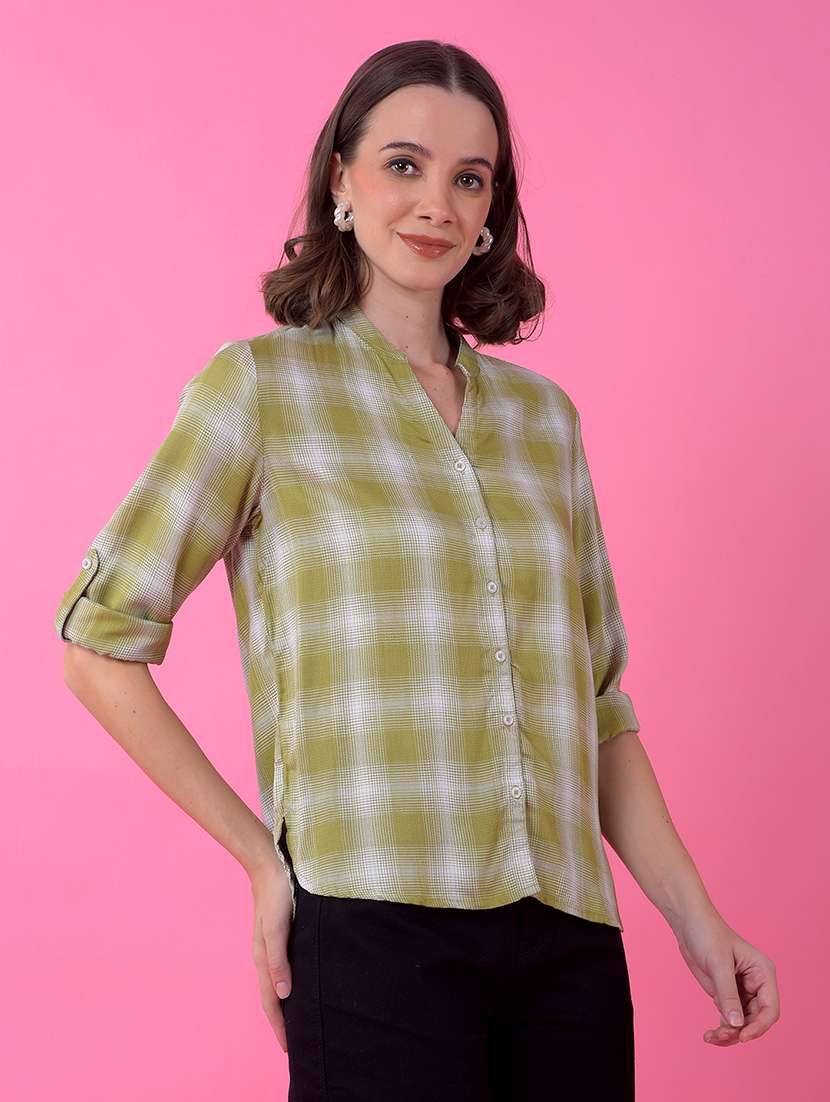 women checkered long sleeve shirt - 21986125 - Standard Image - 1