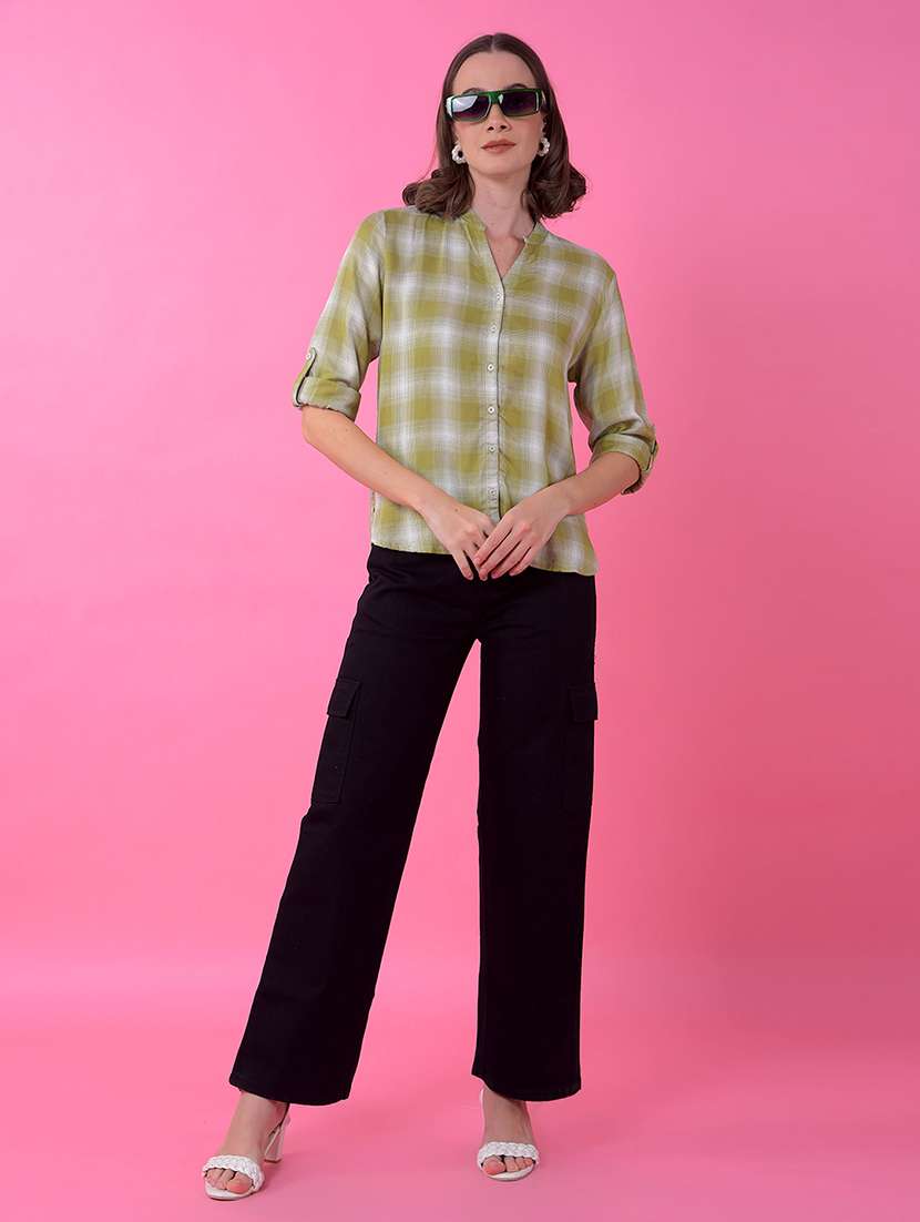 women checkered long sleeve shirt - 21986125 - Standard Image - 4