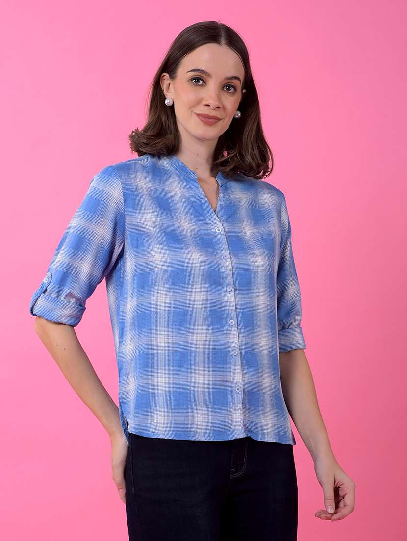 women checkered long sleeve shirt - 21986126 - Standard Image - 1