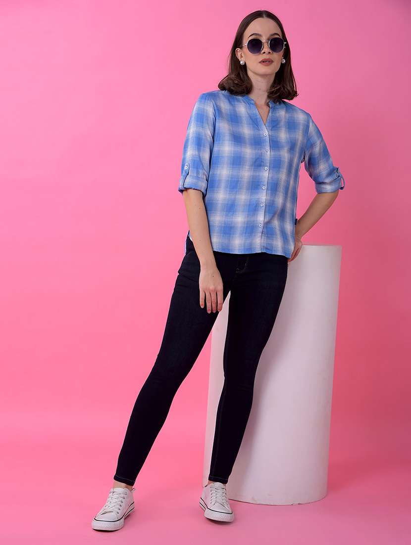women checkered long sleeve shirt - 21986126 - Standard Image - 4