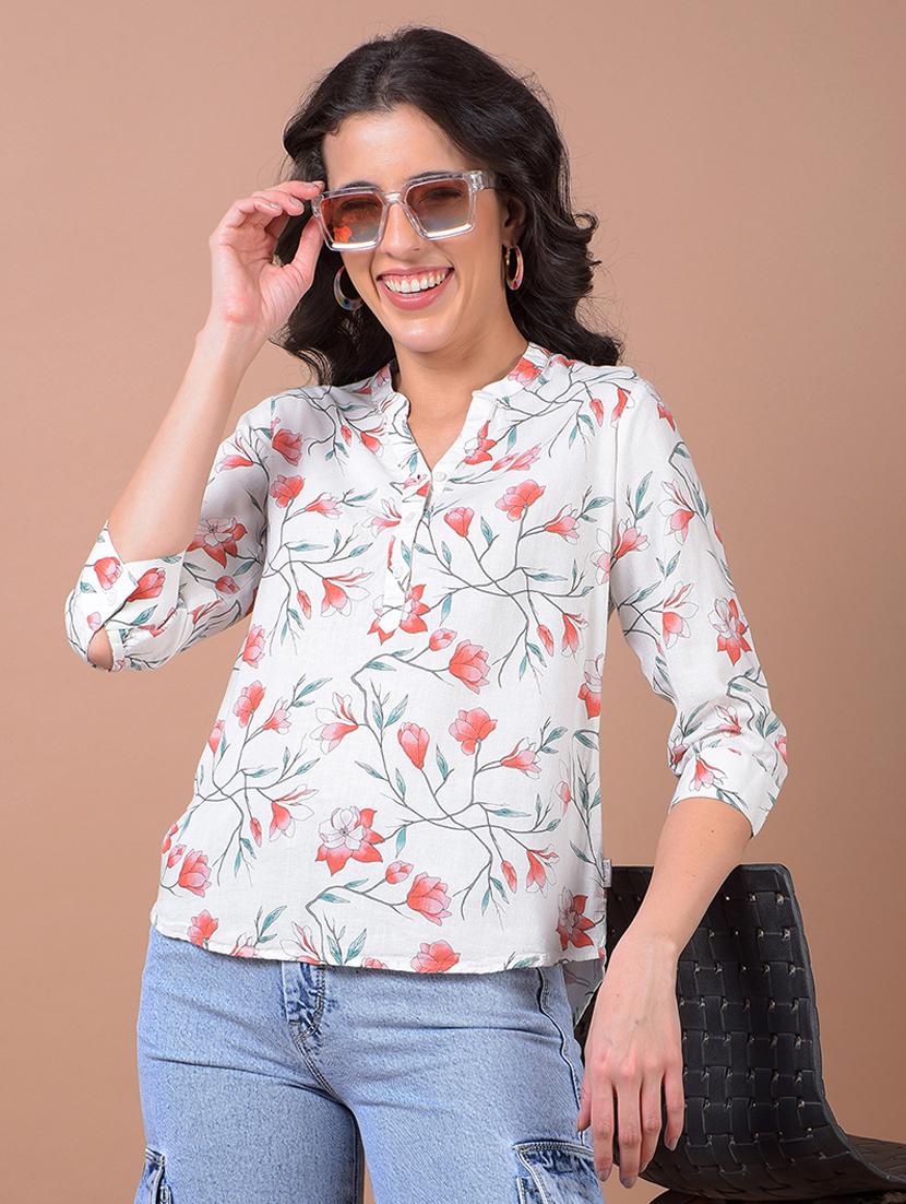 women floral print three quarter sleeve regular top - 21986130 -  Zoom Image - 0