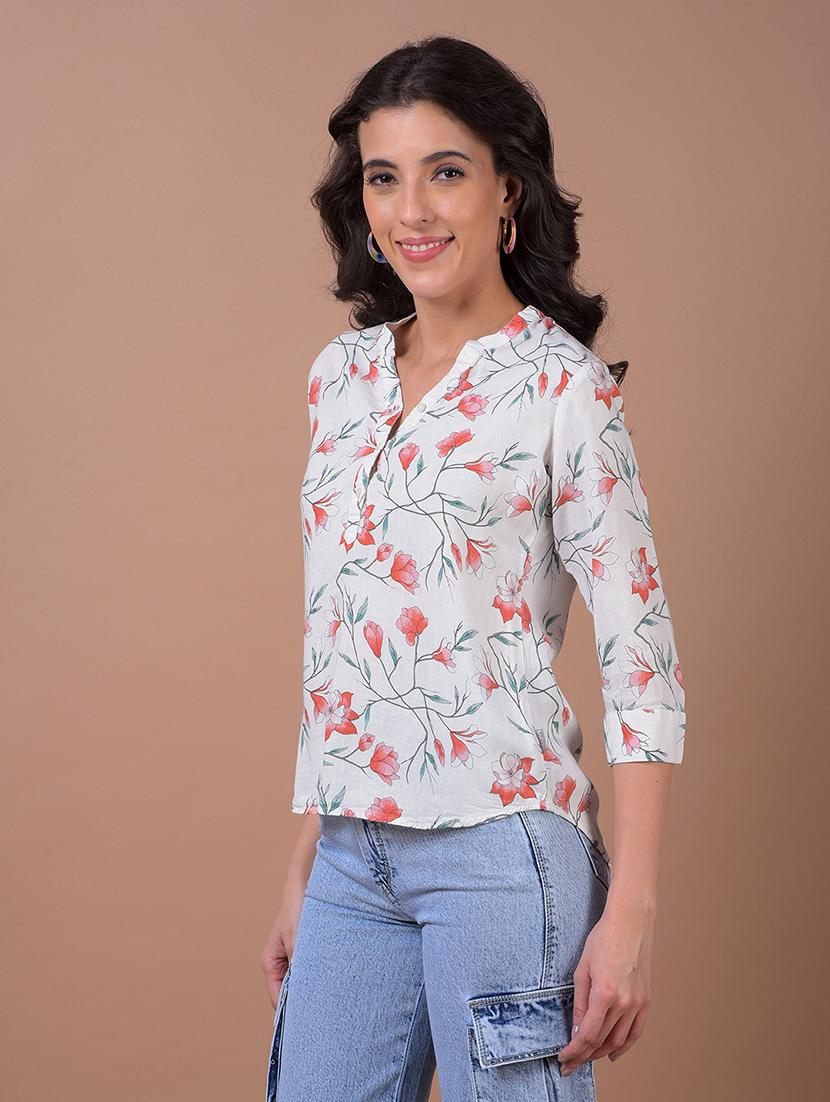women floral print three quarter sleeve regular top - 21986130 -  Standard Image - 1