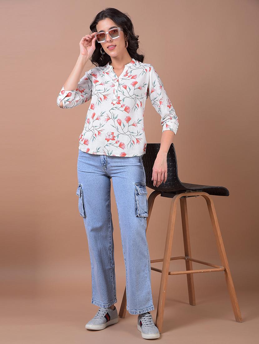 women floral print three quarter sleeve regular top - 21986130 - Standard Image - 4