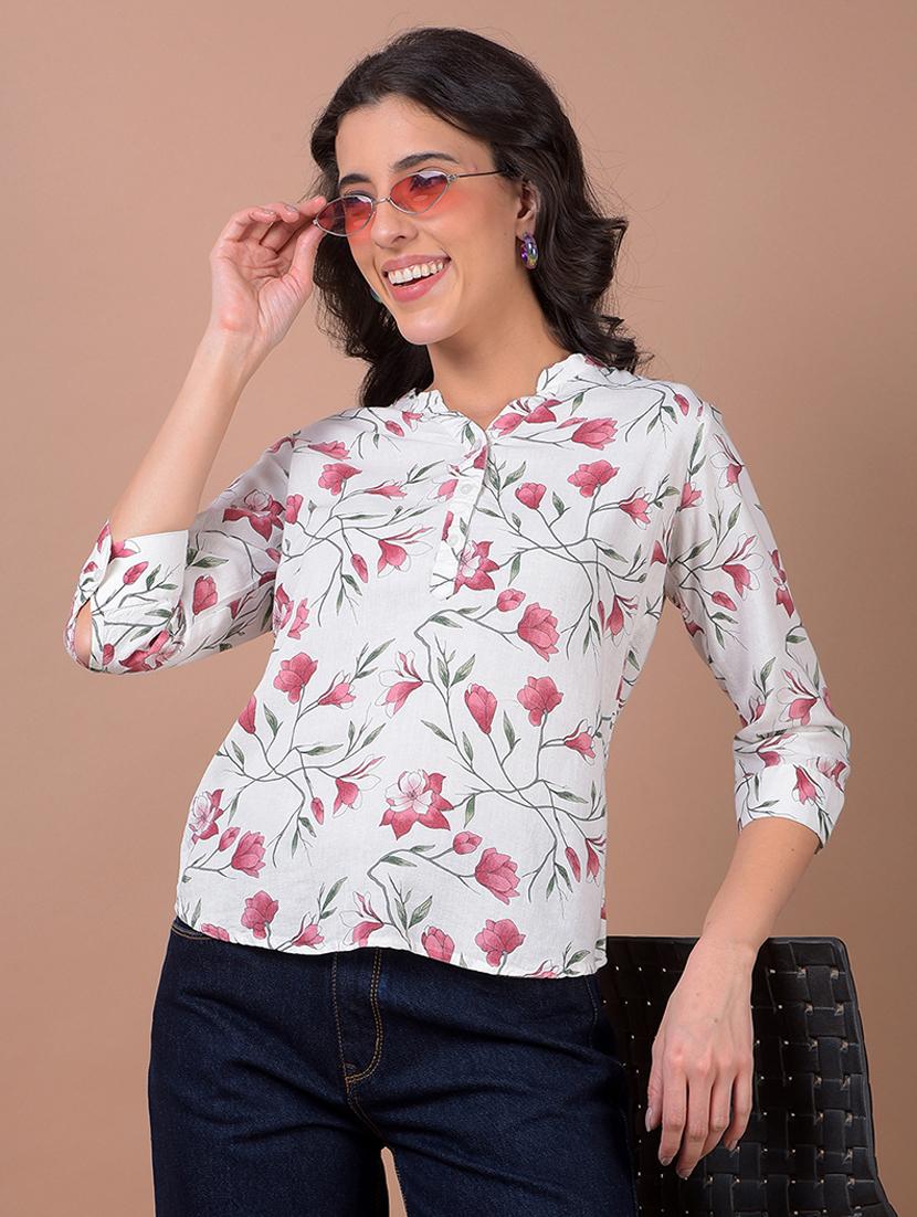 women floral print three quarter sleeve regular top - 21986131 - Zoom Image - 0