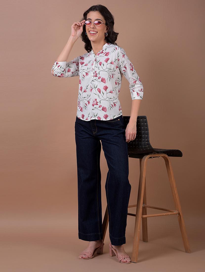 women floral print three quarter sleeve regular top - 21986131 - Standard Image - 4