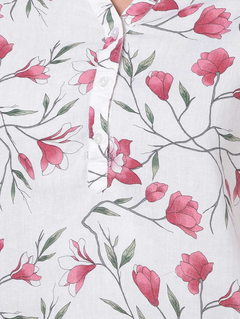 women floral print three quarter sleeve regular top - 21986131 - Standard Image - 6