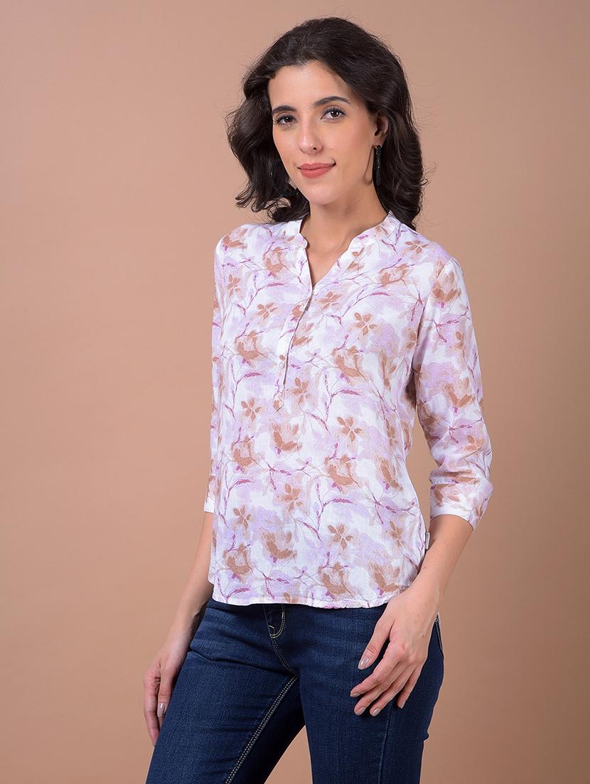 women floral print three quarter sleeve regular top - 21986134 - Standard Image - 1