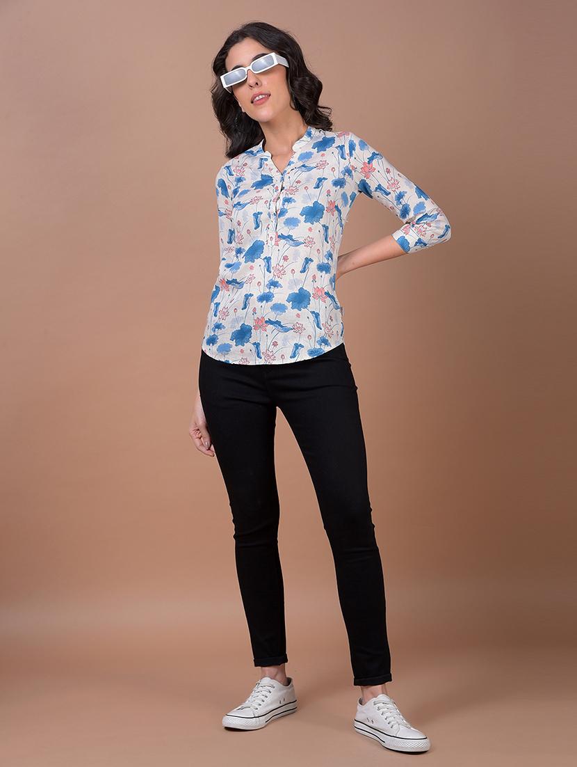 women floral print three quarter sleeve regular top - 21986135 - Standard Image - 4