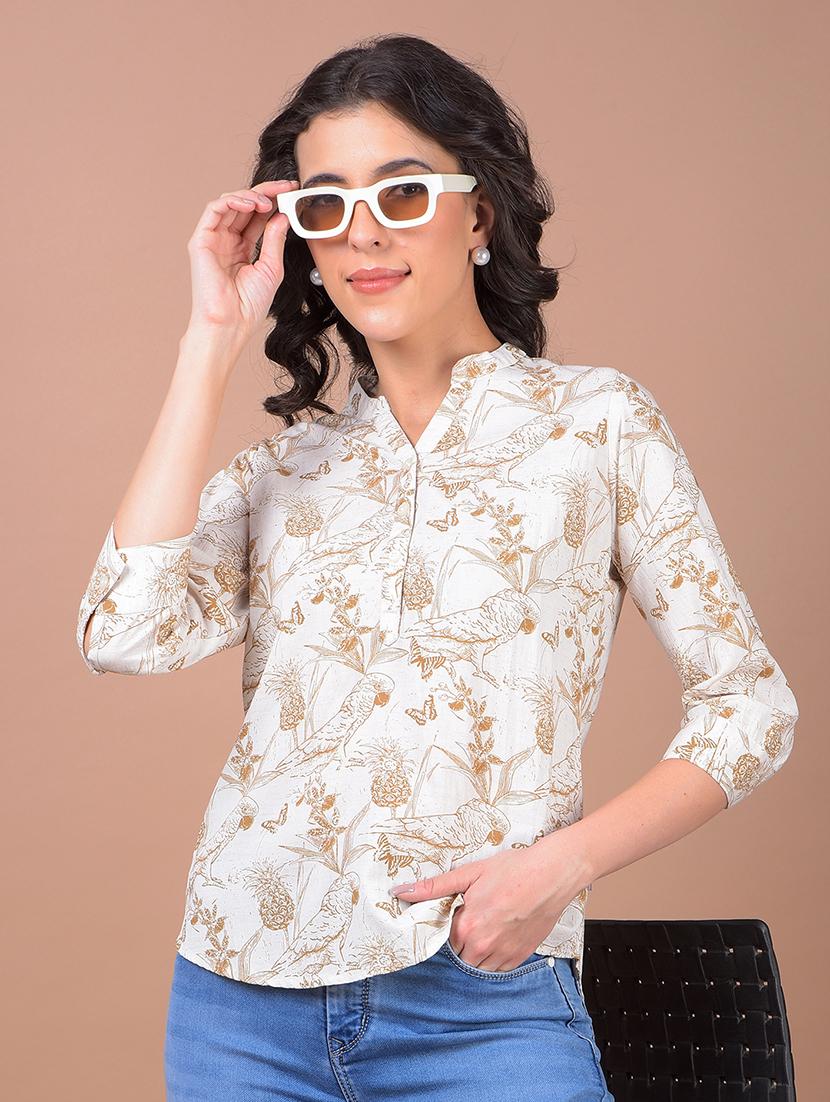 women printed three quarter sleeve regular top - 21986143 - Zoom Image - 0