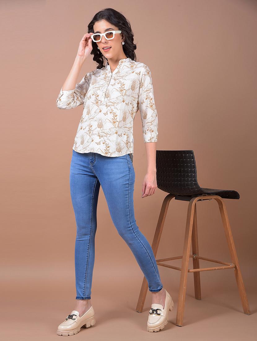 women printed three quarter sleeve regular top - 21986143 - Standard Image - 4
