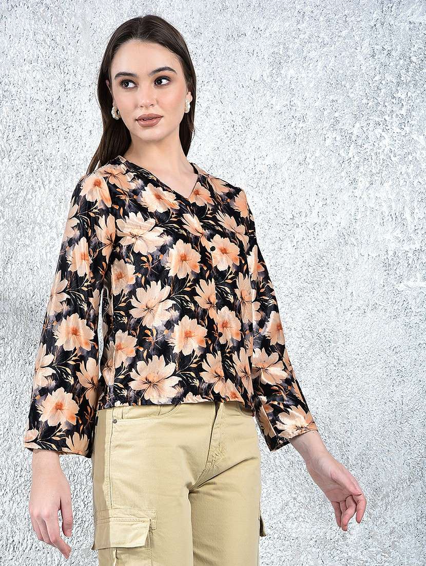 women floral print bell sleeve regular top - 21986146 -  Standard Image - 1