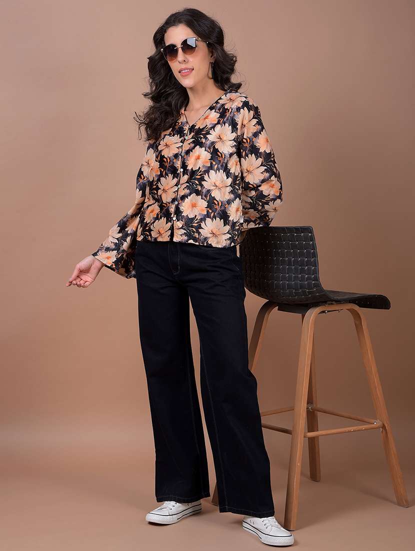 women floral print bell sleeve regular top - 21986146 - Standard Image - 4