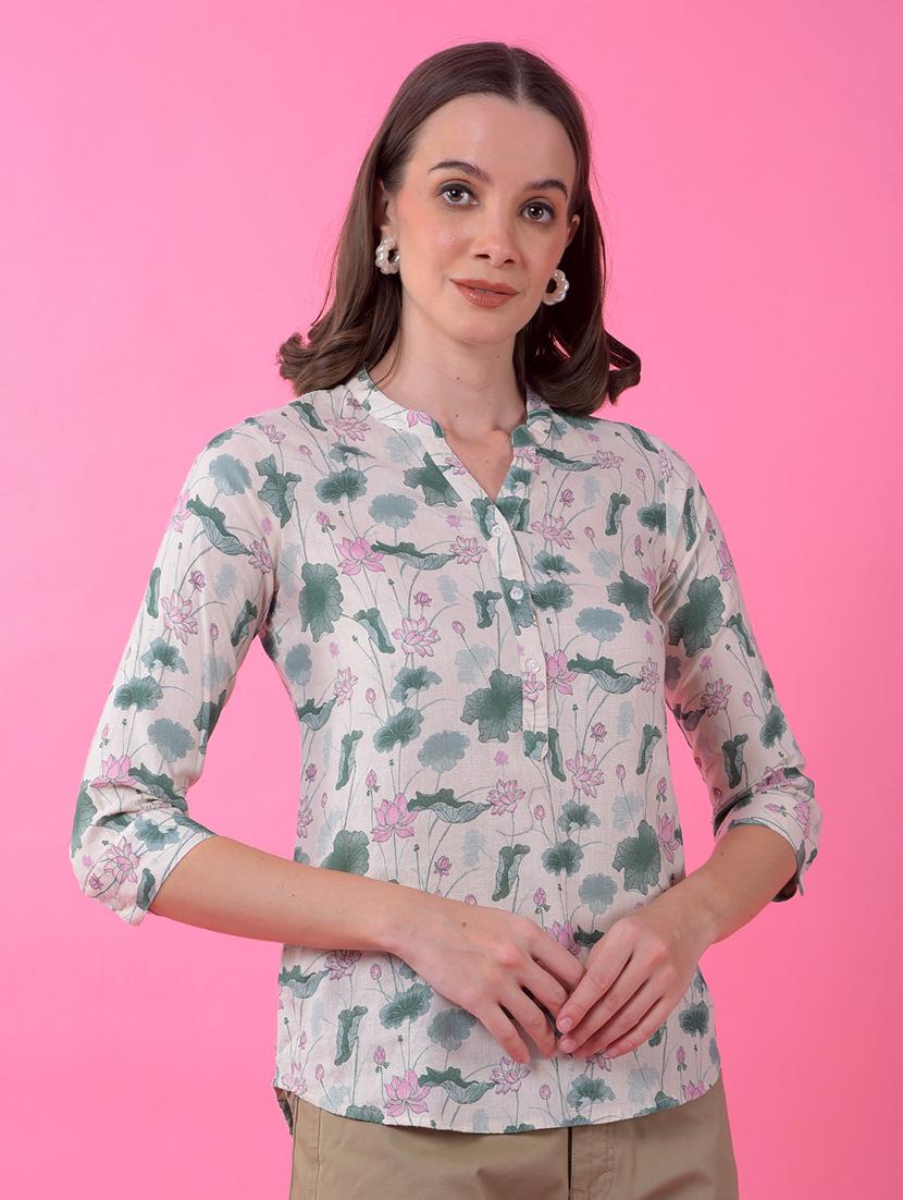 women floral print three quarter sleeve regular top - 21986161 - Standard Image - 1