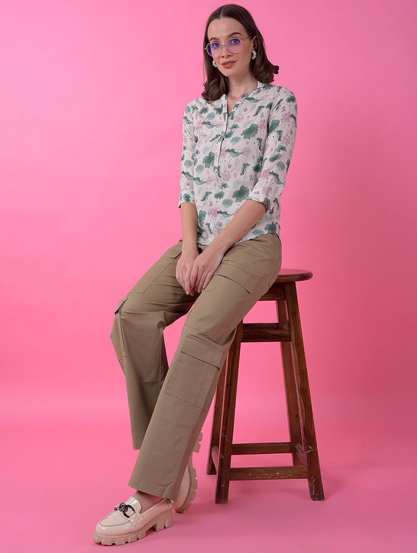 women floral print three quarter sleeve regular top - 21986161 - Standard Image - 4