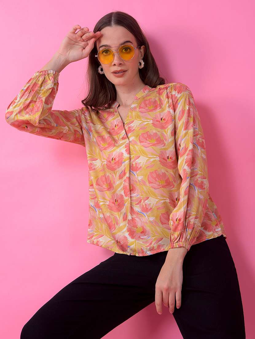 women floral print long sleeve regular top