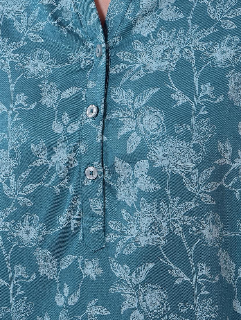 women printed mandarin neck high low kurti - 21986166 - Standard Image - 6