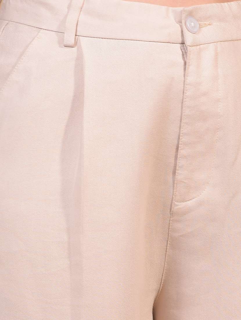 women solid high rise wide leg trouser - 21986177 -  Standard Image - 6