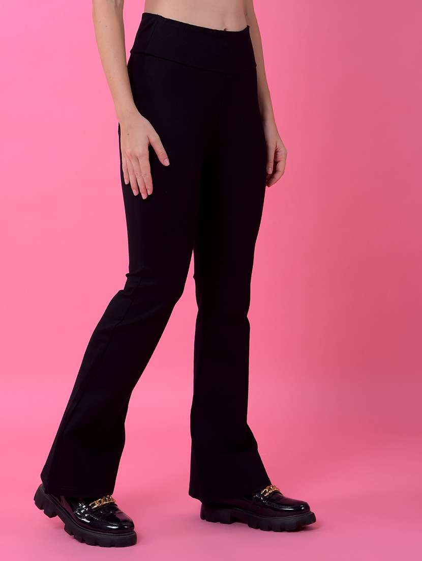 women solid high rise bootcut trouser - 21986178 -  Standard Image - 1