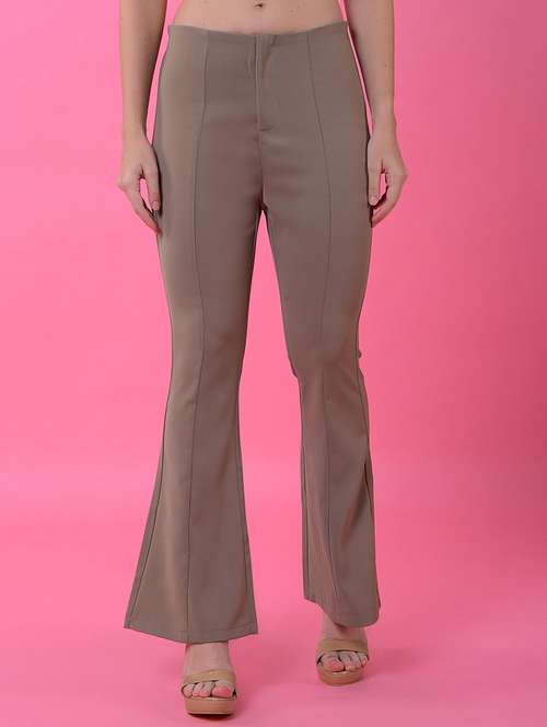 women solid mid rise bootcut trouser - 21986186 -  Standard Image - 0