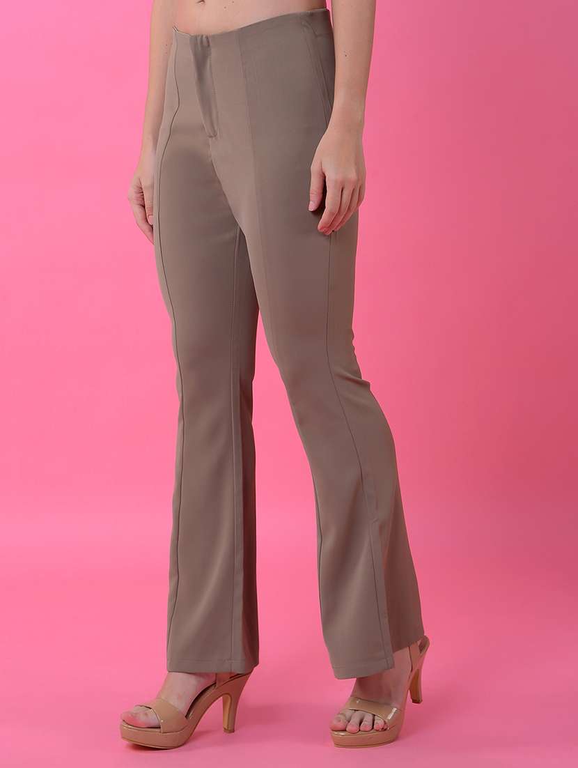 women solid mid rise bootcut trouser - 21986186 -  Standard Image - 1