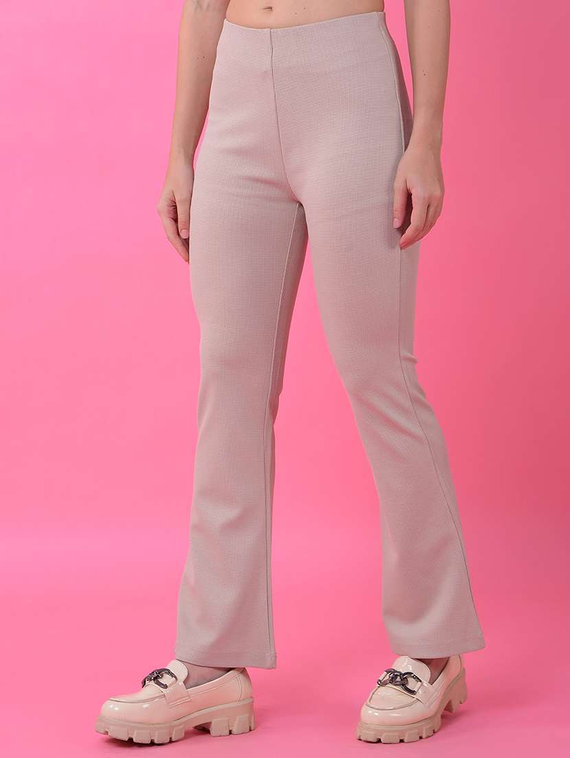 women solid high rise bootcut trouser - 21986187 -  Standard Image - 1