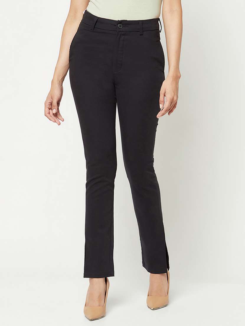 women solid mid rise bootcut trouser  - 21986192 -  Zoom Image - 0