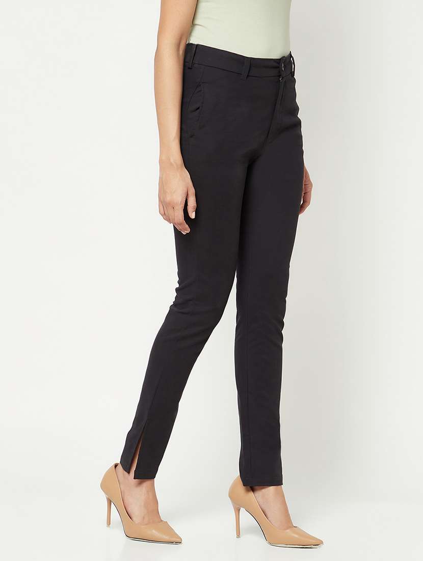 women solid mid rise bootcut trouser  - 21986192 -  Standard Image - 1