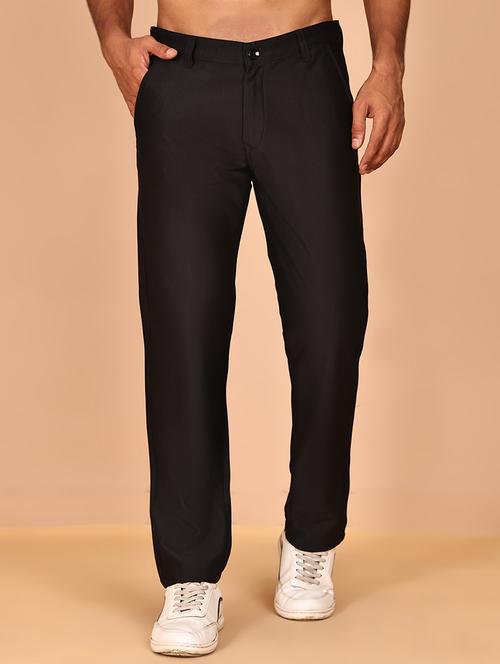 grey cotton flat front casual trousers - 21986193 -  Standard Image - 0