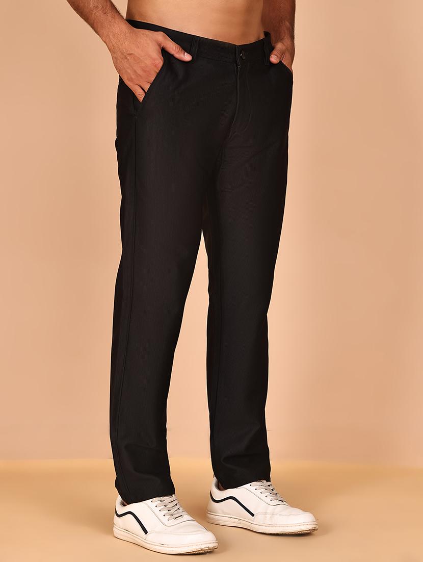 grey cotton flat front casual trousers - 21986193 - Standard Image - 1