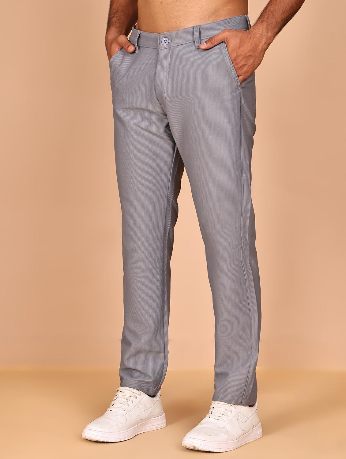 black cotton flat front casual trousers - 21986194 -  Standard Image - 1