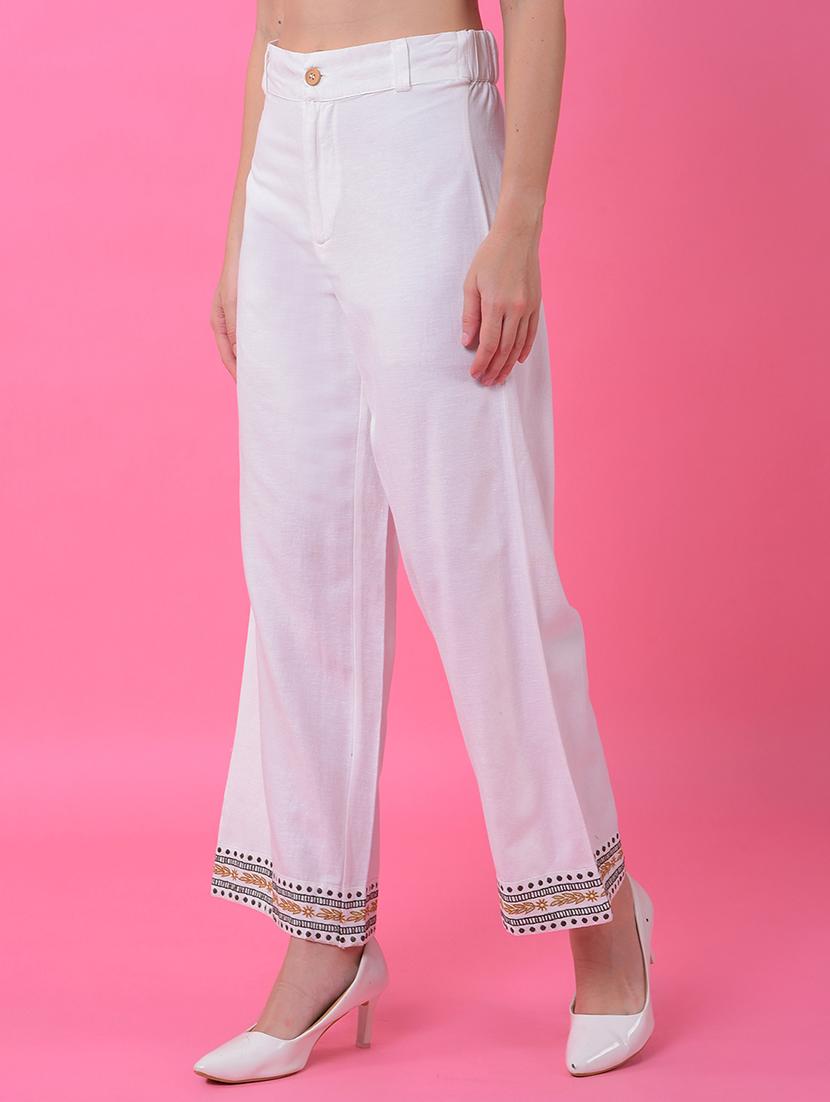 women solid high rise wide leg trouser - 21986196 - Standard Image - 1