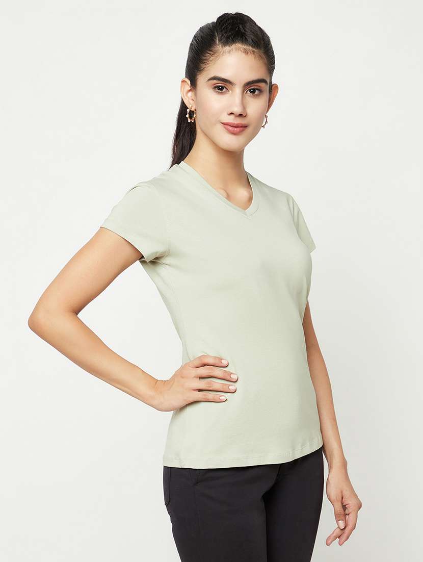 women solid short sleeve regular t-shirt - 21986199 - Standard Image - 1