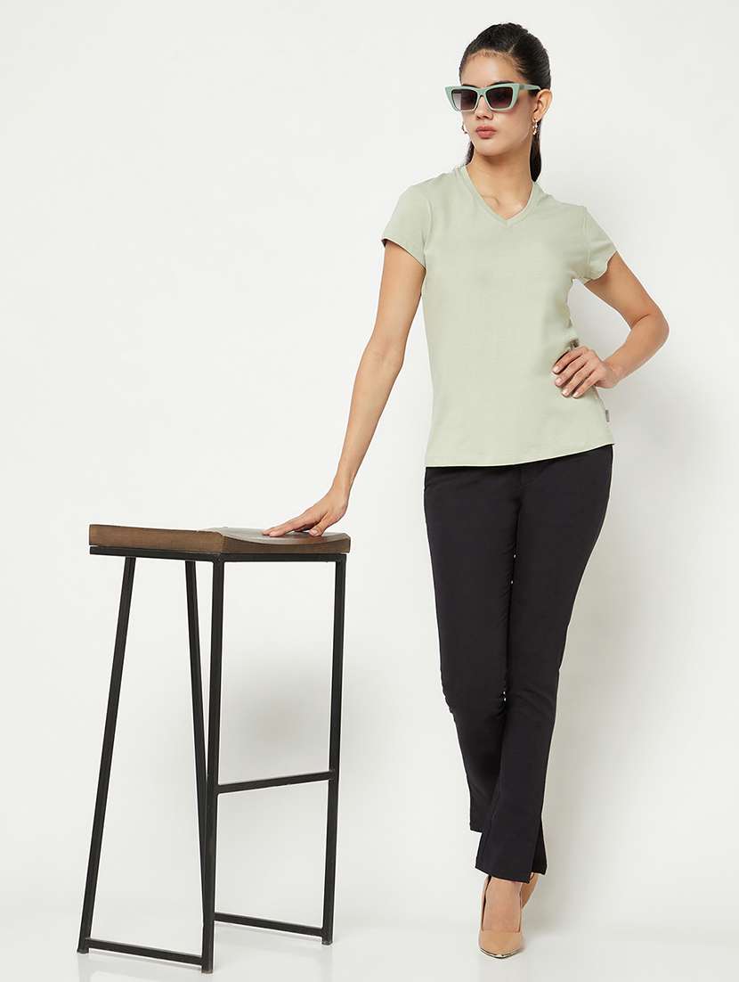 women solid short sleeve regular t-shirt - 21986199 - Standard Image - 4