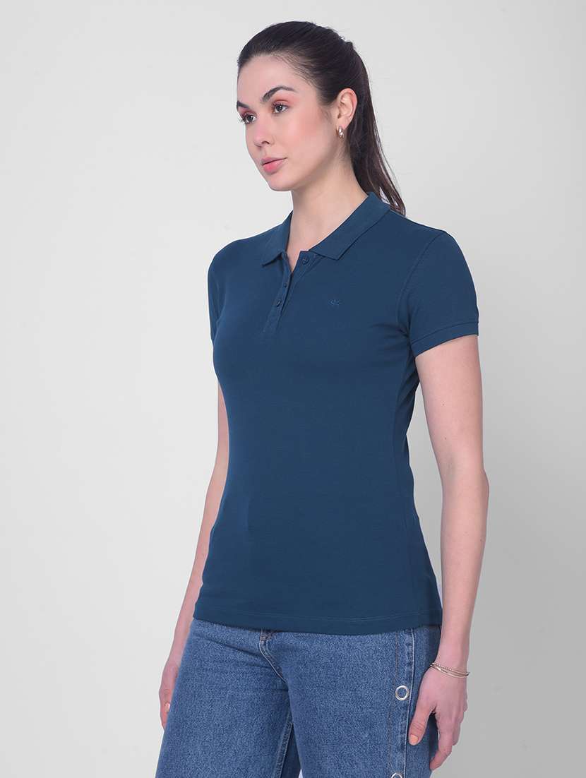 women solid short sleeve polo t-shirt - 21986200 -  Standard Image - 1