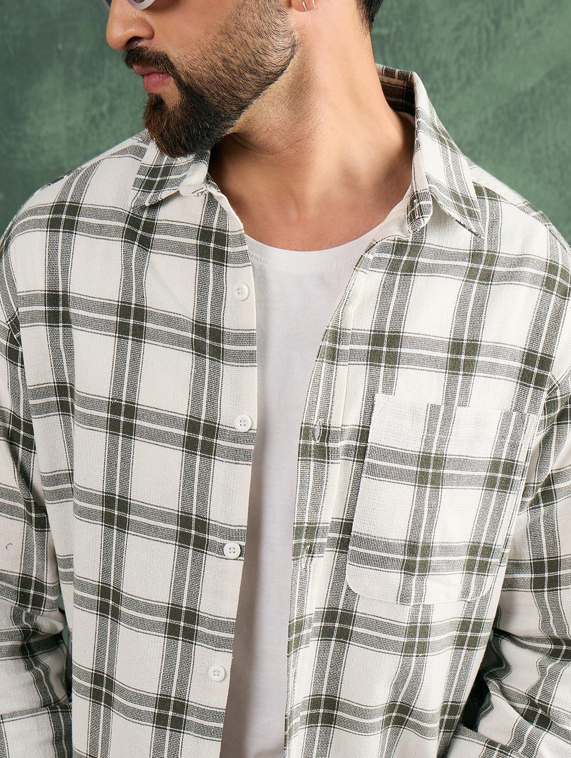 men checkered collared loose fit shirt - 21986235 - Standard Image - 4