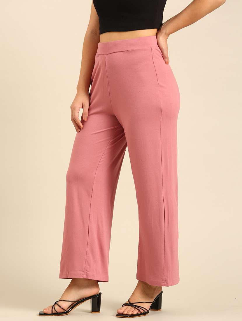 women pink high rise straight fit trouser - 21986251 -  Standard Image - 1