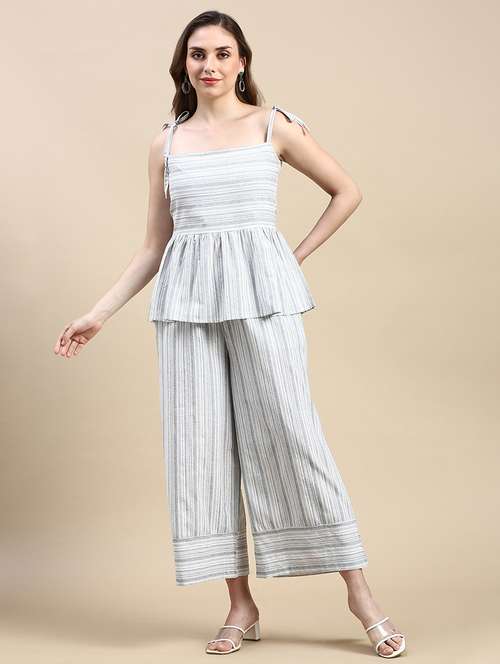 women striped mid rise flared palazzo - 21986255 - Standard Image - 0