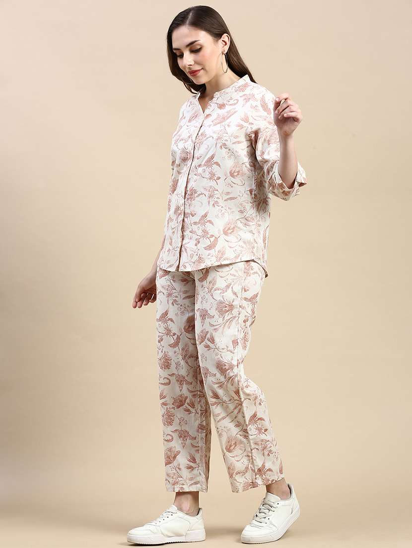 women white printed mid rise straight  trouser - 21986256 -  Standard Image - 1