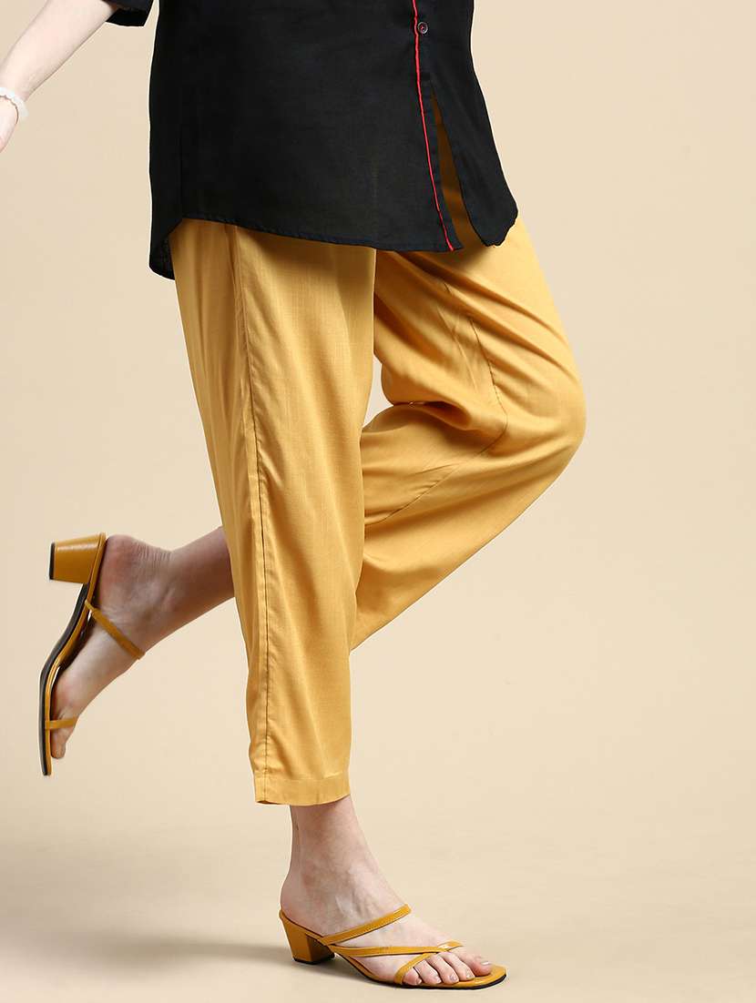 women solid mid rise straight palazzo - 21986257 -  Standard Image - 1