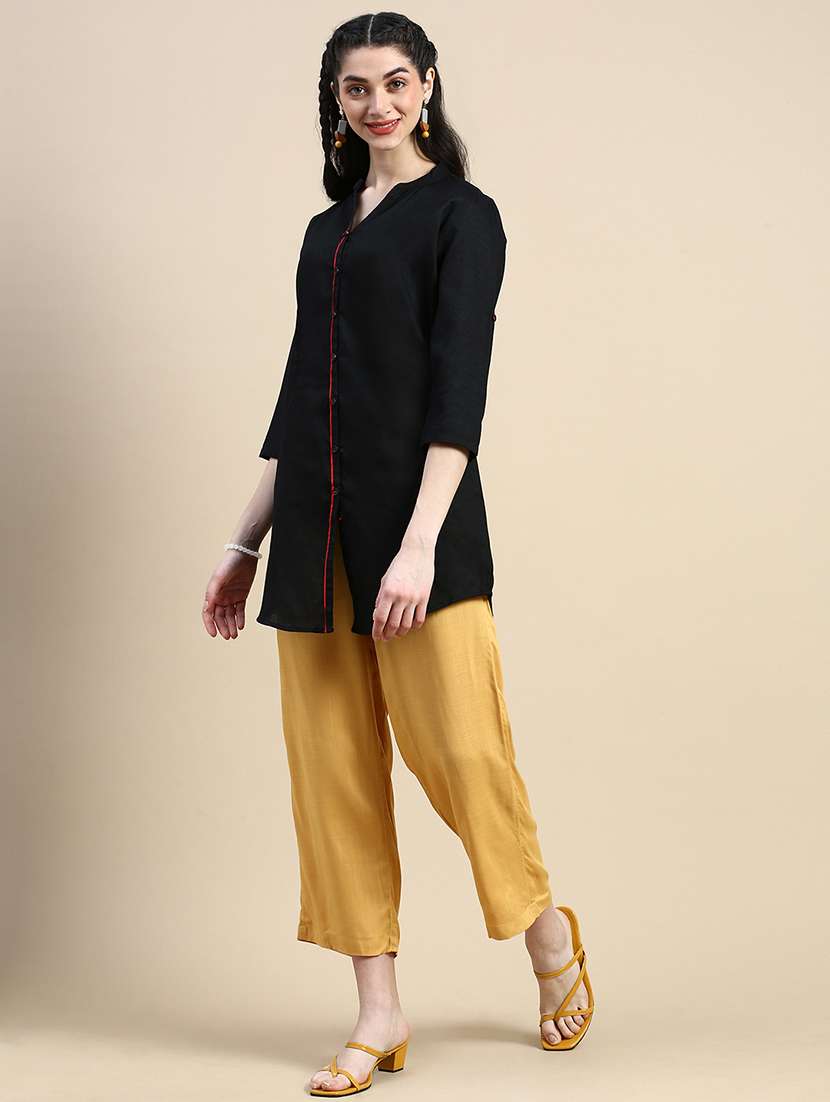 women solid mid rise straight palazzo - 21986257 -  Standard Image - 4