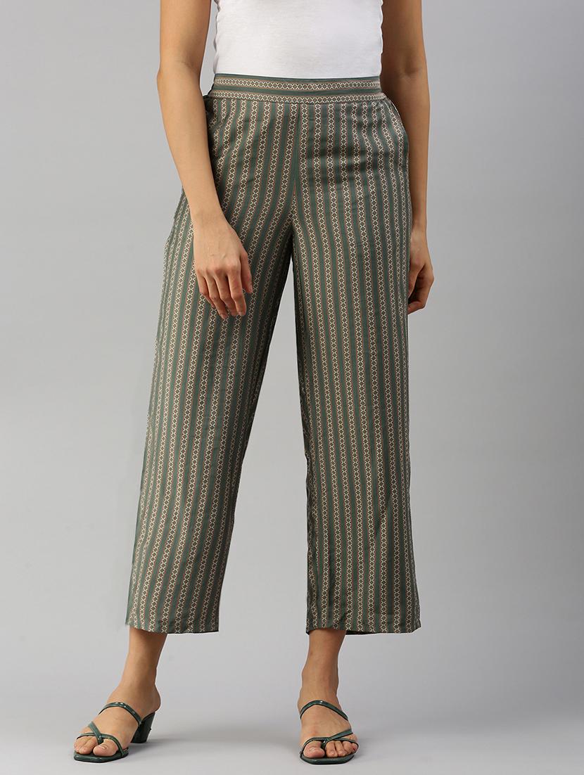 women geometric print mid rise straight palazzo - 21986258 - Standard Image - 1