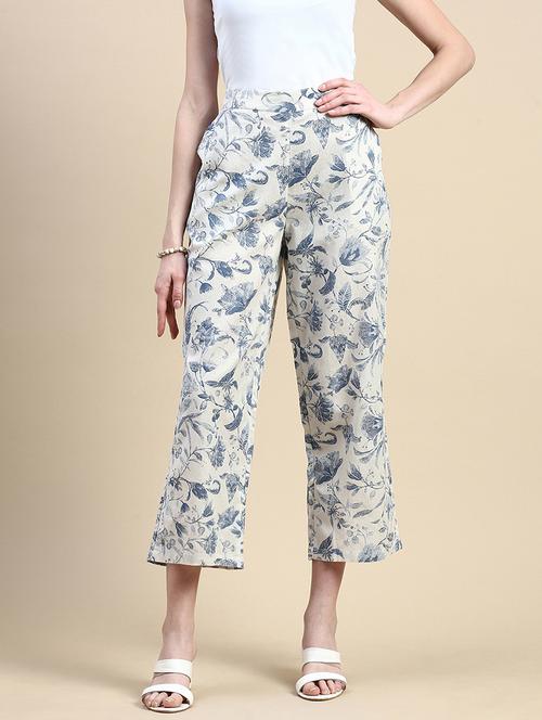 women floral print mid rise straight palazzo - 21986259 - Standard Image - 0