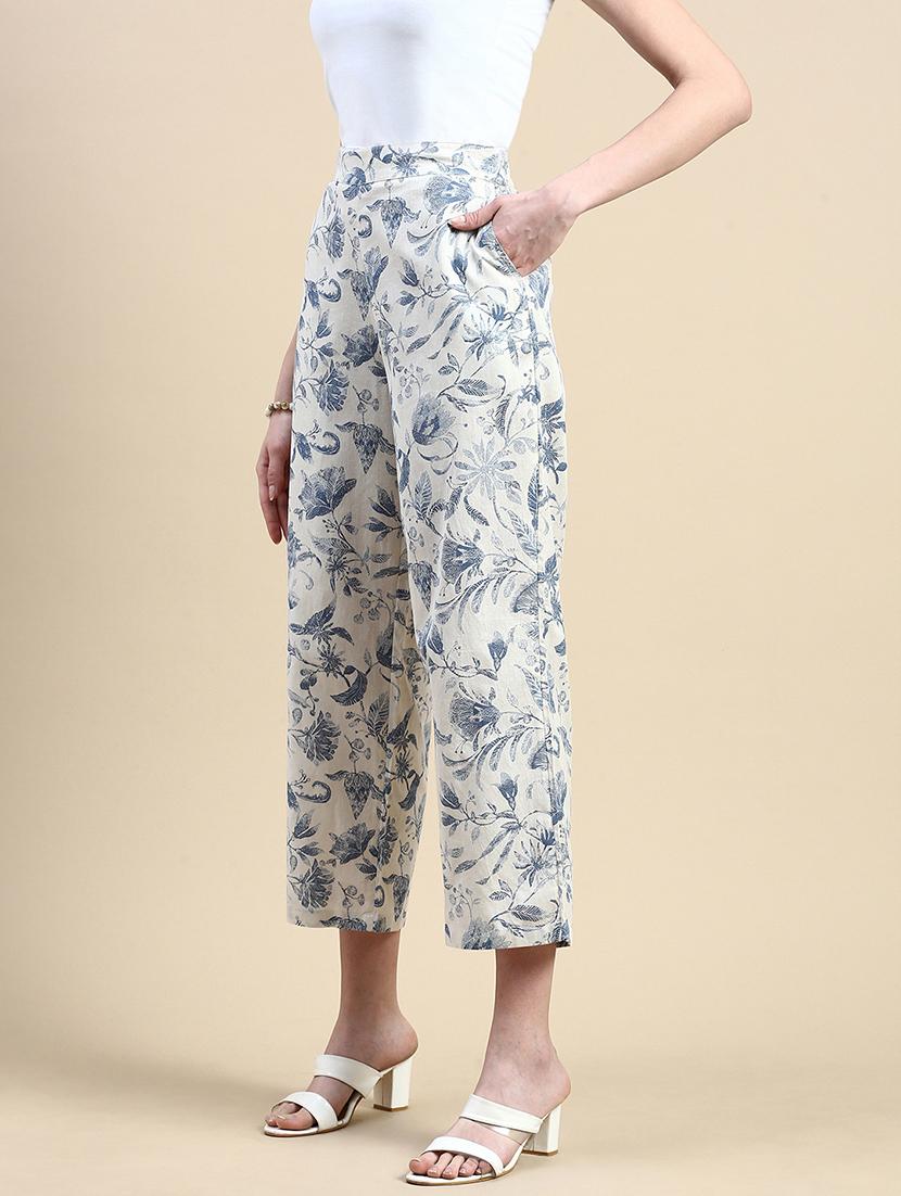 women floral print mid rise straight palazzo - 21986259 - Standard Image - 1