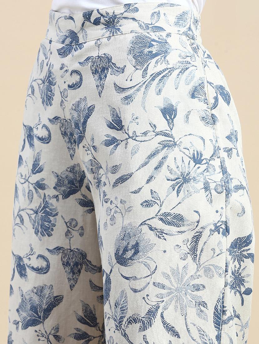 women floral print mid rise straight palazzo - 21986259 - Standard Image - 4