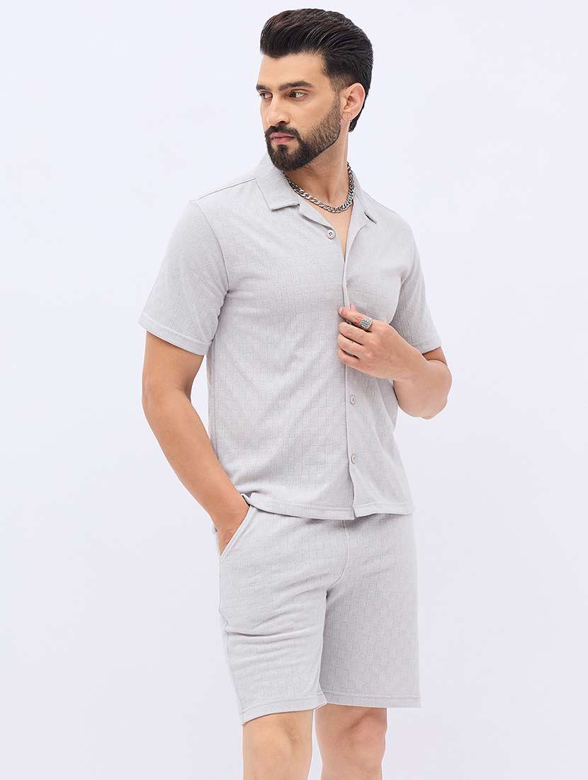 men self designed shirt and shorts co-ord set - 21986267 -  Standard Image - 1
