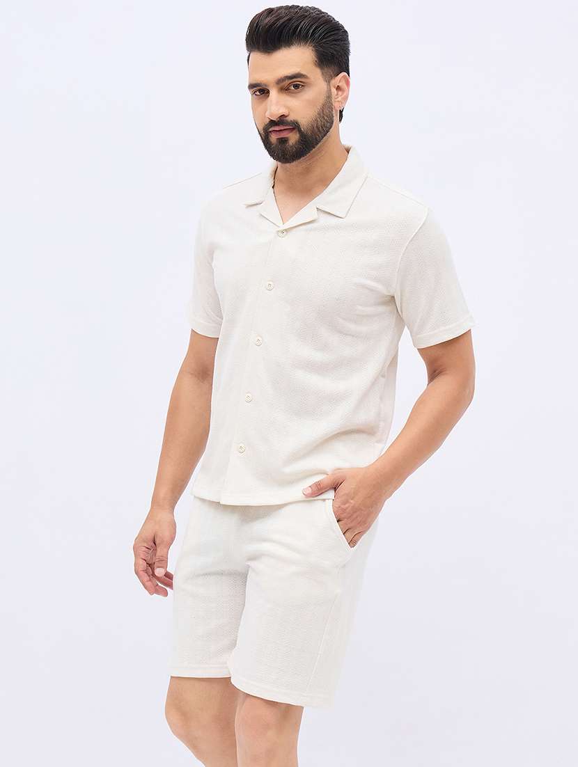 men self designed shirt and shorts co-ord set - 21986268 -  Standard Image - 1