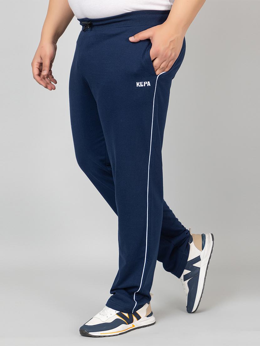 blue cotton full length track pant - 21986270 - Standard Image - 1