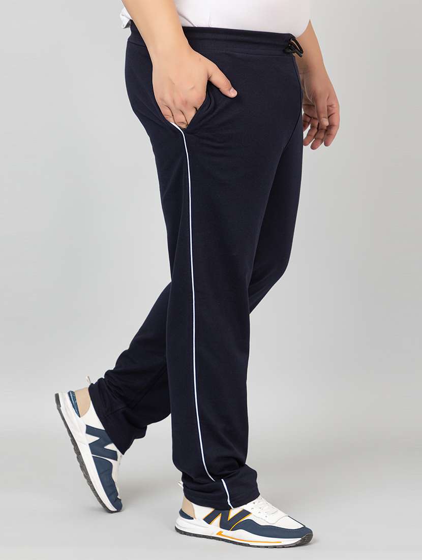 navy blue cotton  full length track pant - 21986273 -  Standard Image - 1