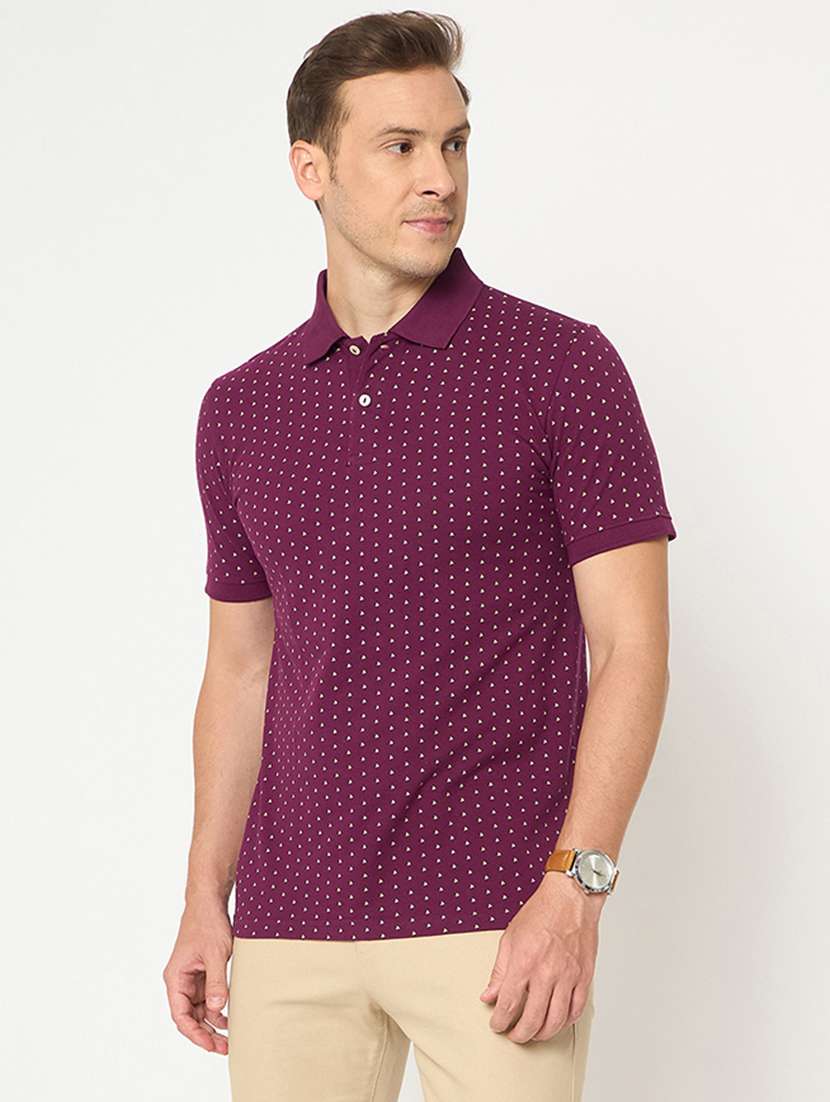 men printed short sleeve polo t-shirt