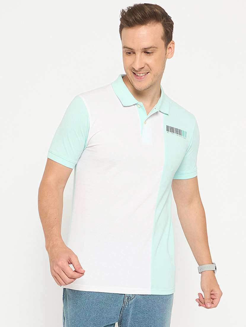 men color blocked short sleeve polo t-shirt